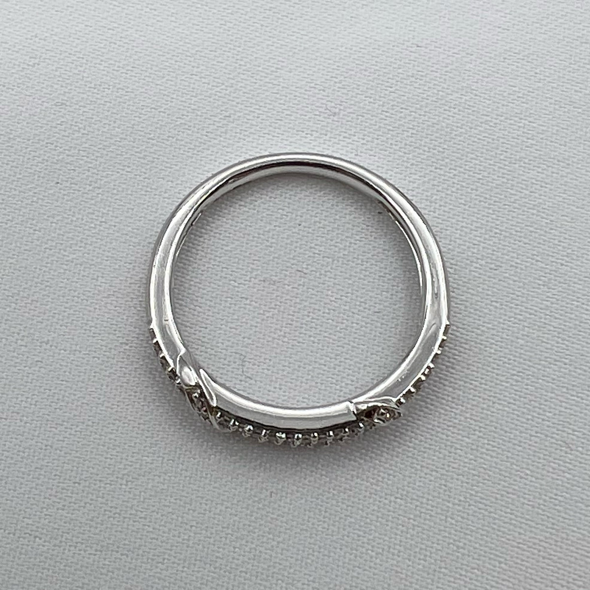 9K White Gold Diamond Semi-Eternity Band - Natural Diamond Stacking Ring, UK Hallmarked