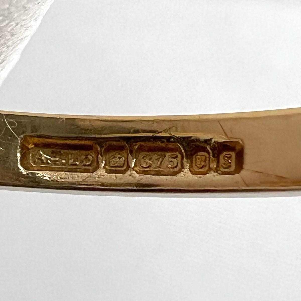9 Karat Gold Semi-Eternity Diamond Band - London UK Hallmarks, 1992, 0.15 cttw, stacking ring