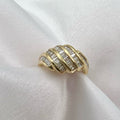 14K Baguette Diamond Waterfall Croissant Ring - UK Hallmarked 2000, Size 5.5