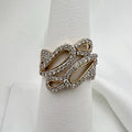 9K Open Work Diamond Ring SIze 7.5 - Natural Diamonds 0.75cttw