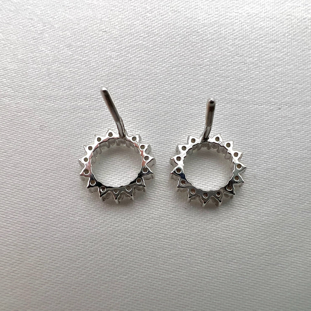 18K White Gold 0.6 cttw Diamond Open Circle Stud Earrings - Screw Back Posts, Natural Diamonds