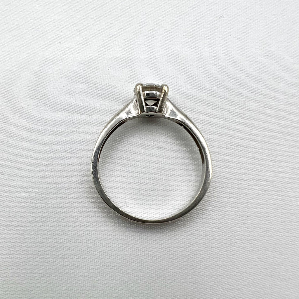 9K White Gold Moissanite Solitaire Ring - UK Hallmarked, 0.8 cttw