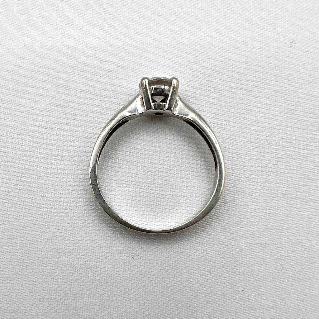 9K White Gold Moissanite Solitaire Ring - UK Hallmarked, 0.8 cttw