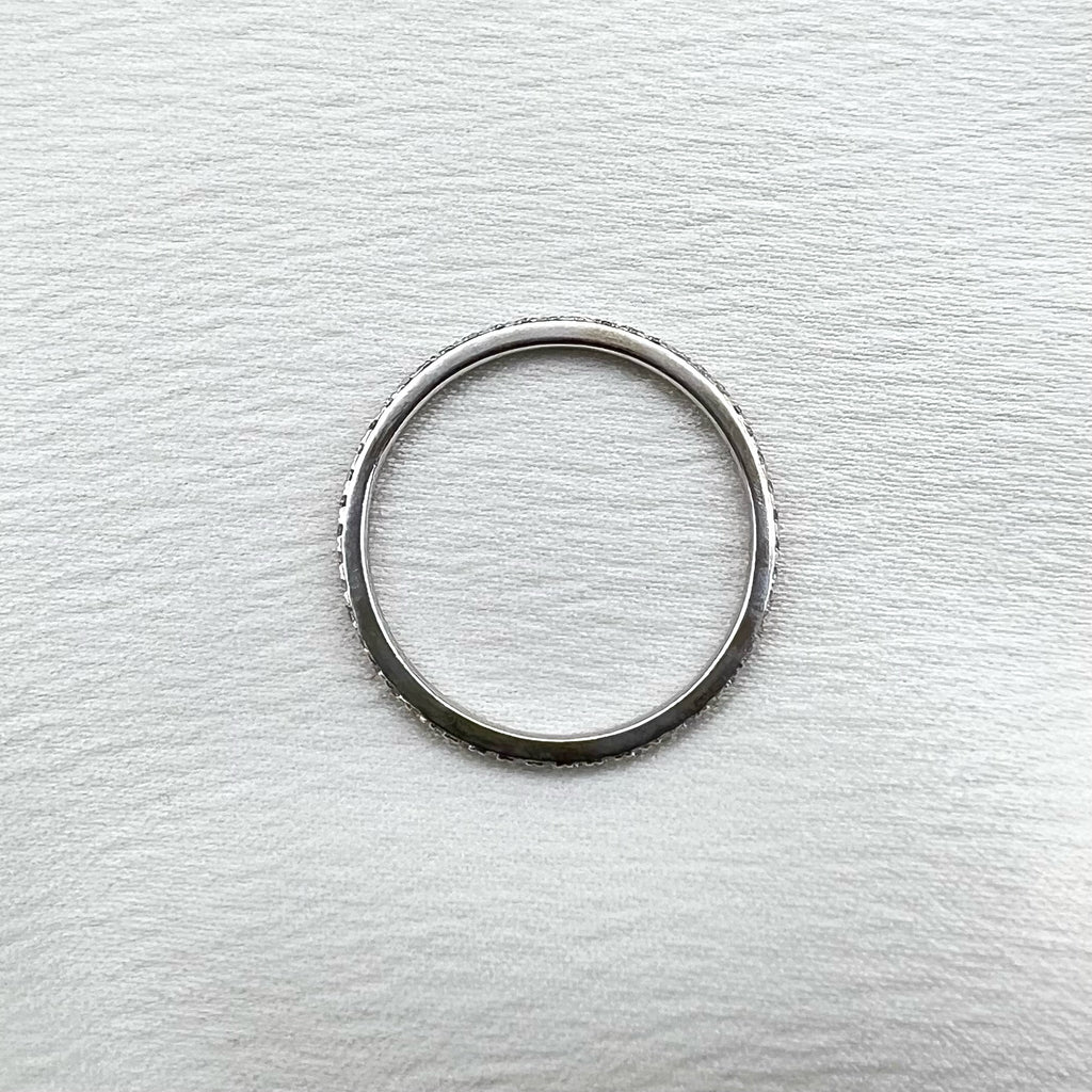 14K White Gold Thin Diamond Full Eternity Stacking Band -Dainty Minimalist Ring