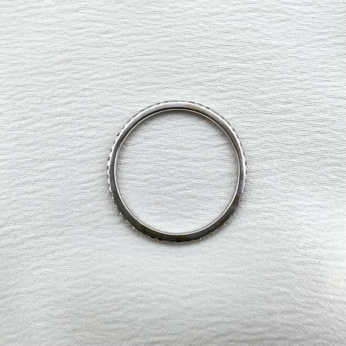 14K White Gold Thin Diamond Full Eternity Stacking Band -Dainty Minimalist Ring