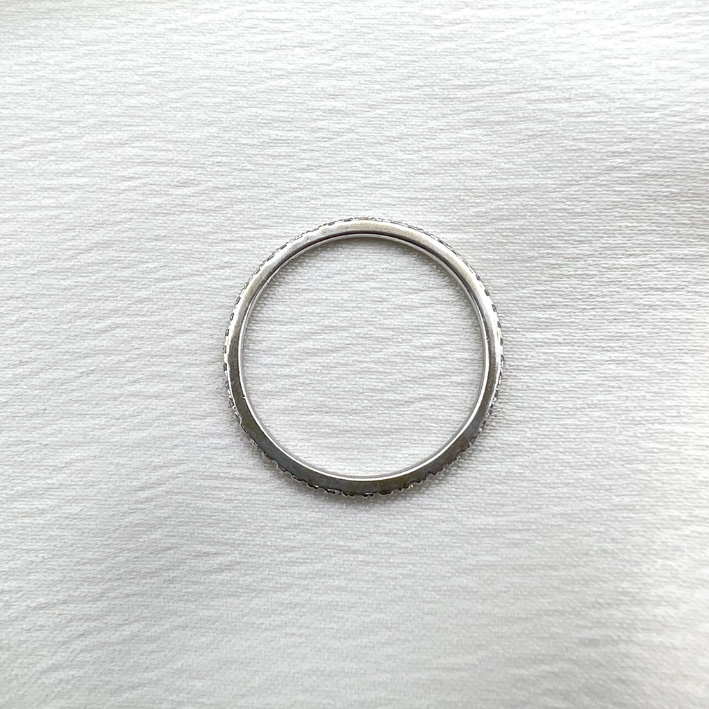 14K White Gold Thin Diamond Full Eternity Stacking Band -Dainty Minimalist Ring
