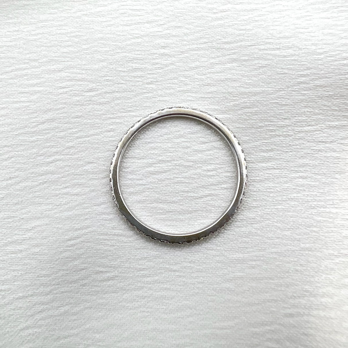 14K White Gold Thin Diamond Full Eternity Stacking Band -Dainty Minimalist Ring