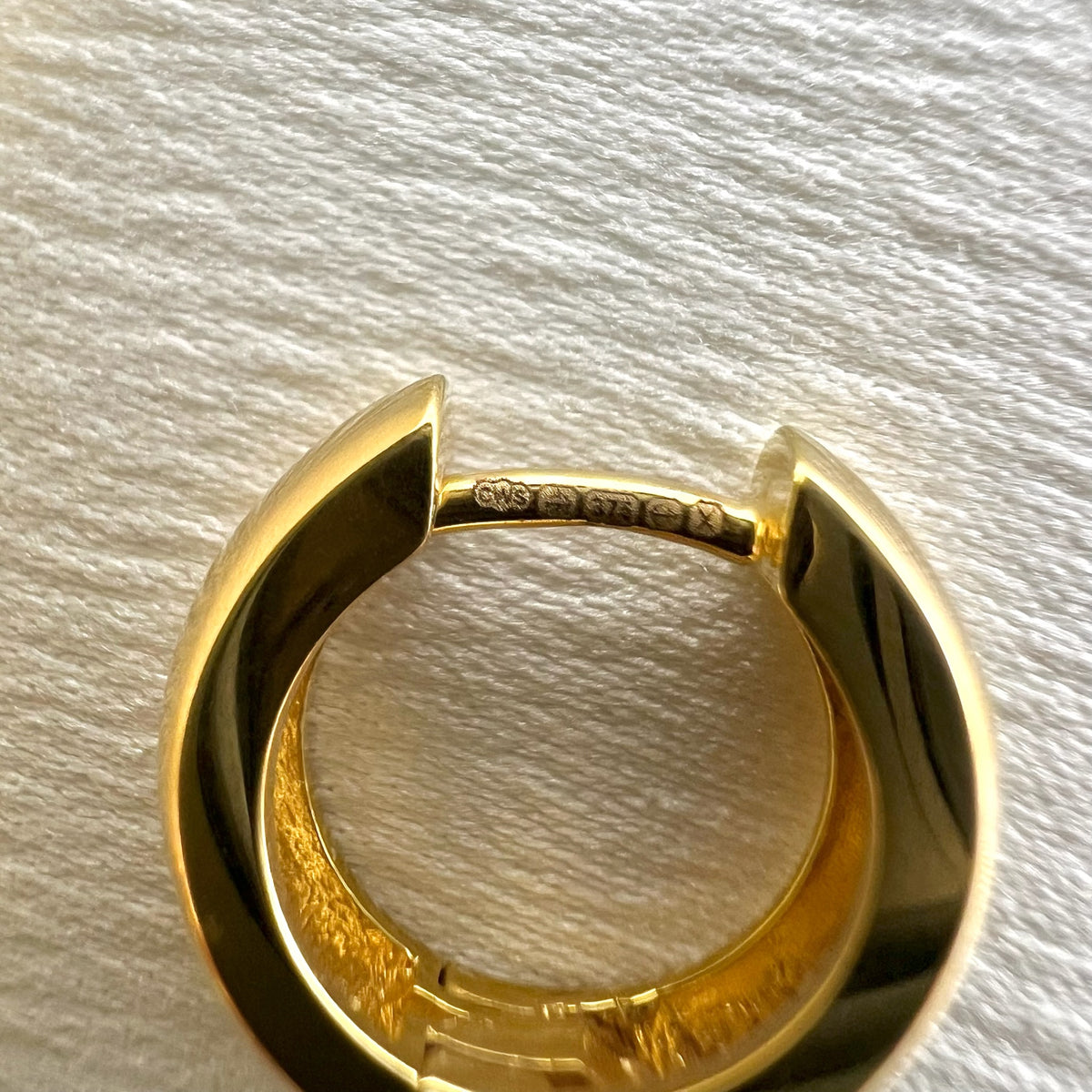 9 Karat Solid Gold Huggy Hoop Earrings - Yellow Gold Hinged Hoops