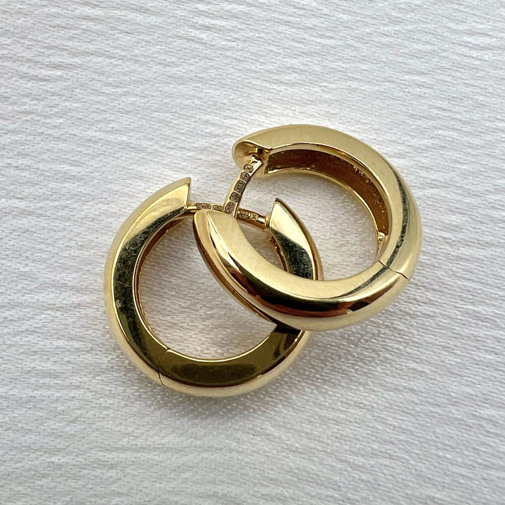 9 Karat Solid Gold Huggy Hoop Earrings - Yellow Gold Hinged Hoops