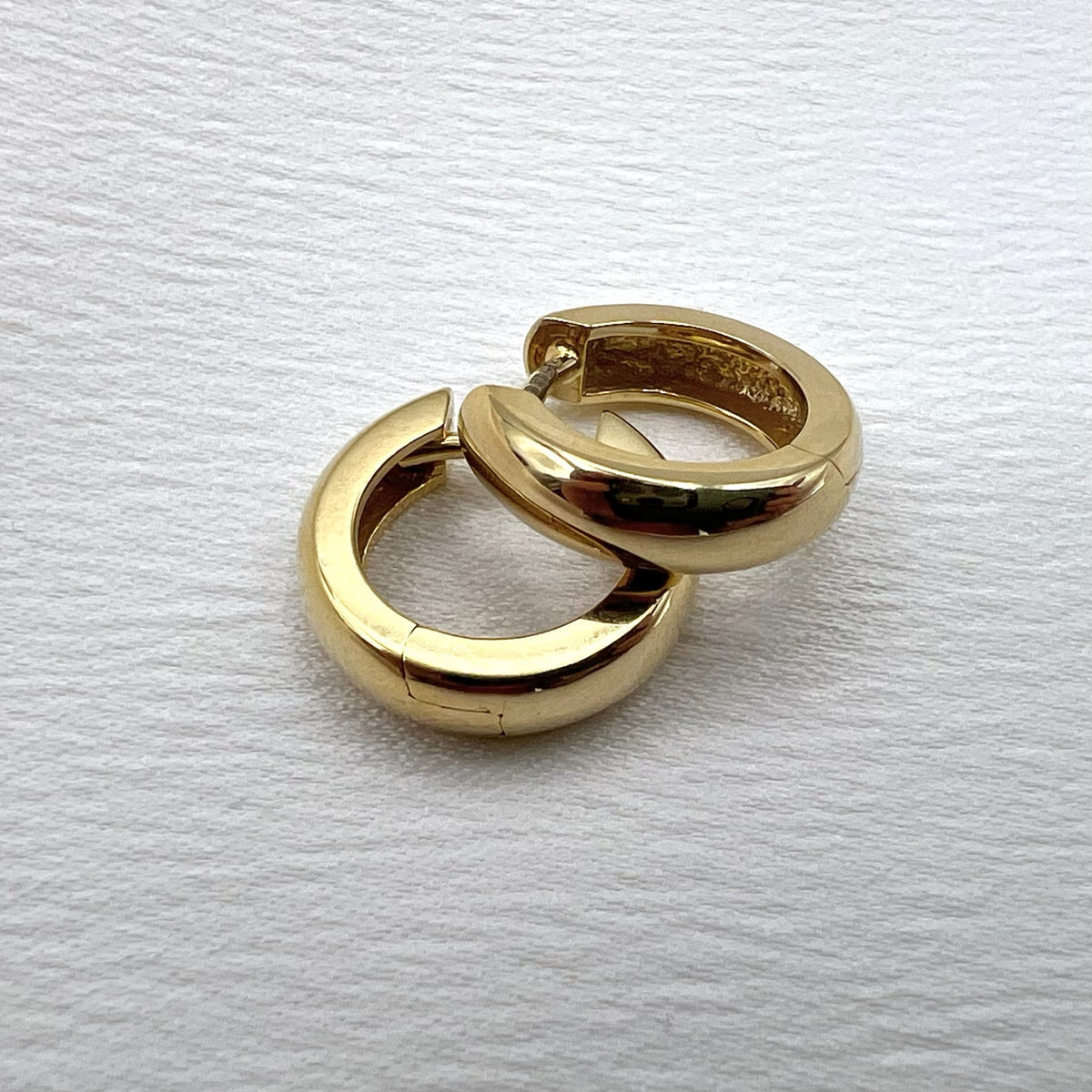 9 Karat Solid Gold Huggy Hoop Earrings - Yellow Gold Hinged Hoops