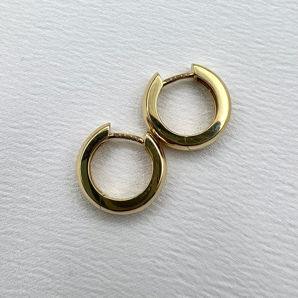 9 Karat Solid Gold Huggy Hoop Earrings - Yellow Gold Hinged Hoops
