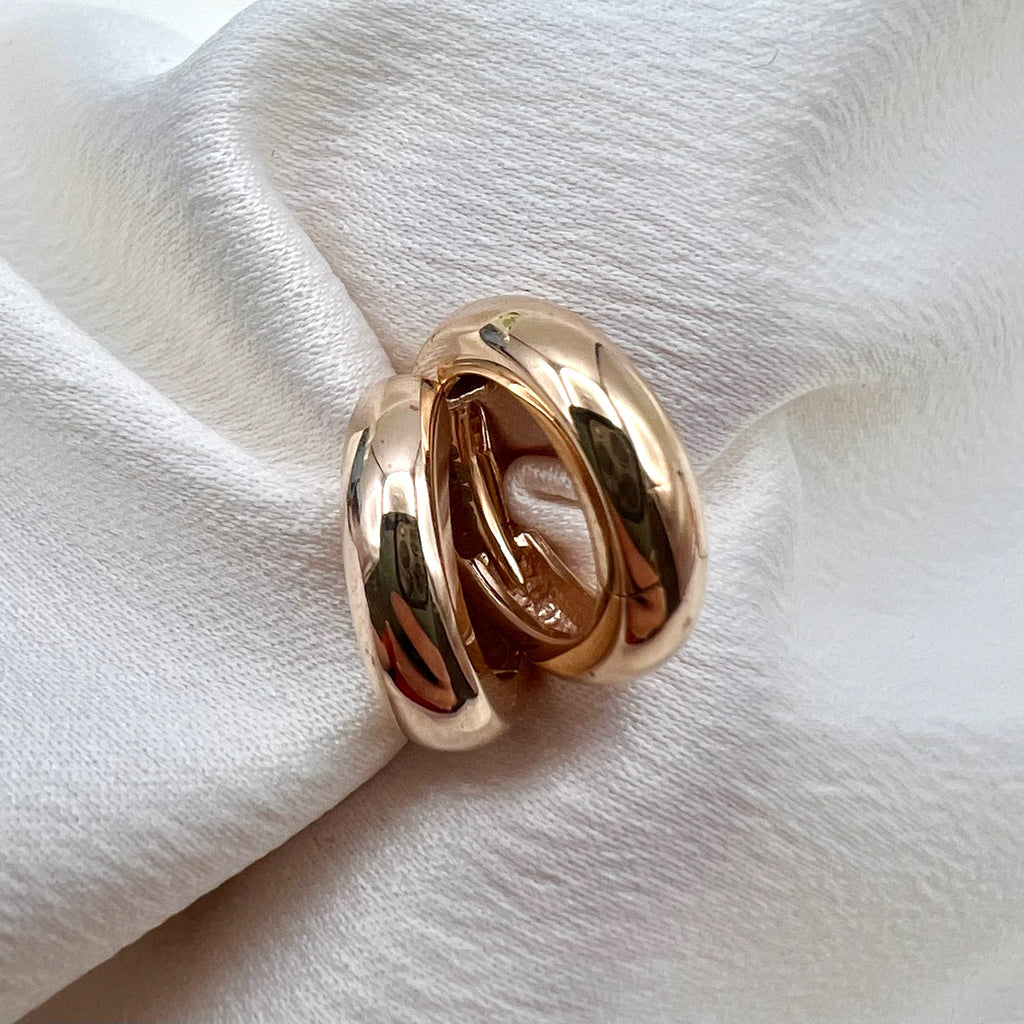 9K Solid Rose Gold Huggy Hoop Earrings - Hinged Hoops