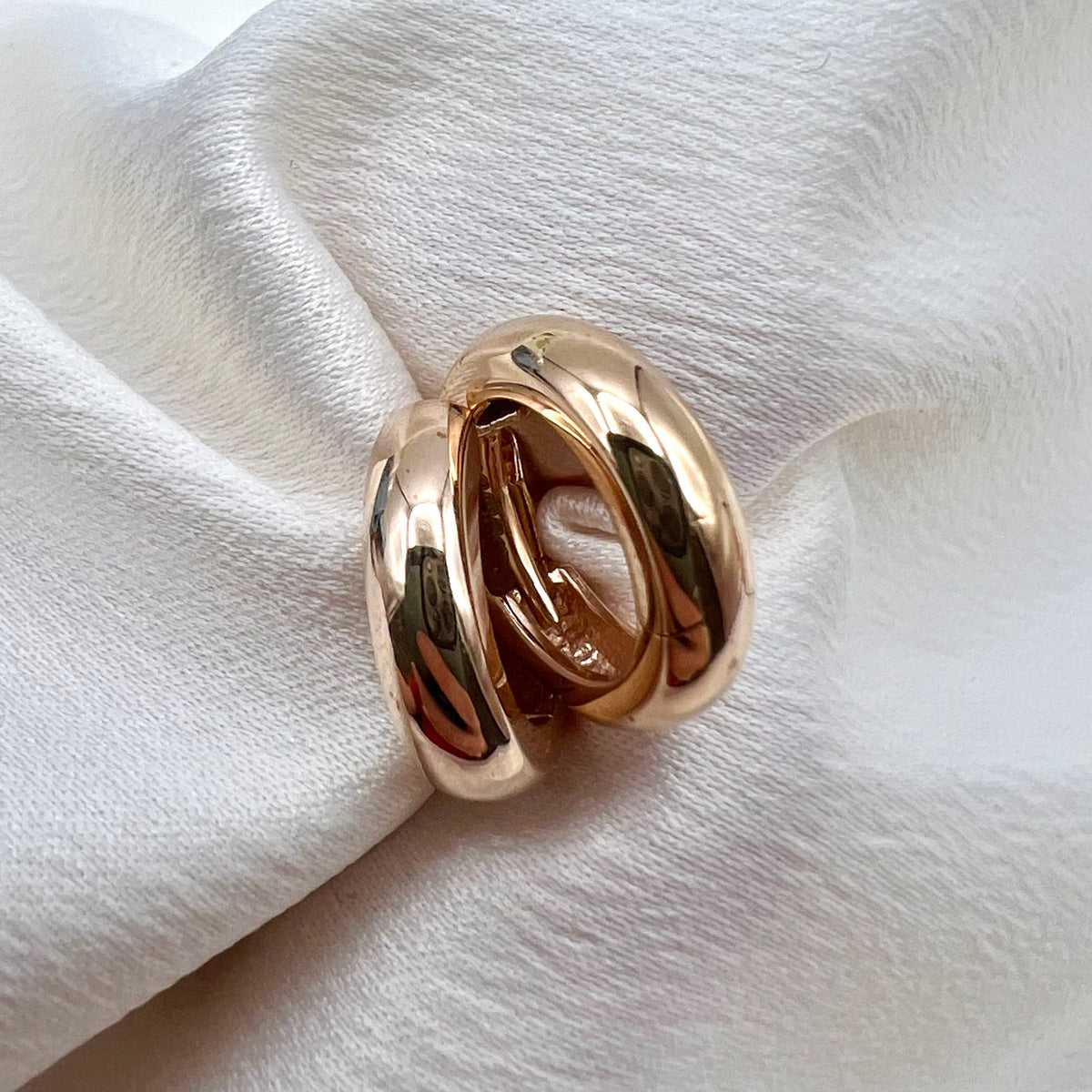 9K Solid Rose Gold Huggy Hoop Earrings - Hinged Hoops
