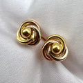 18K Three Tine Knot Stud Earrings - 750 Italy Gold Marks