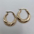 10K Gold Textured Hoop Earrings - Latch Back Lightweight Hoops