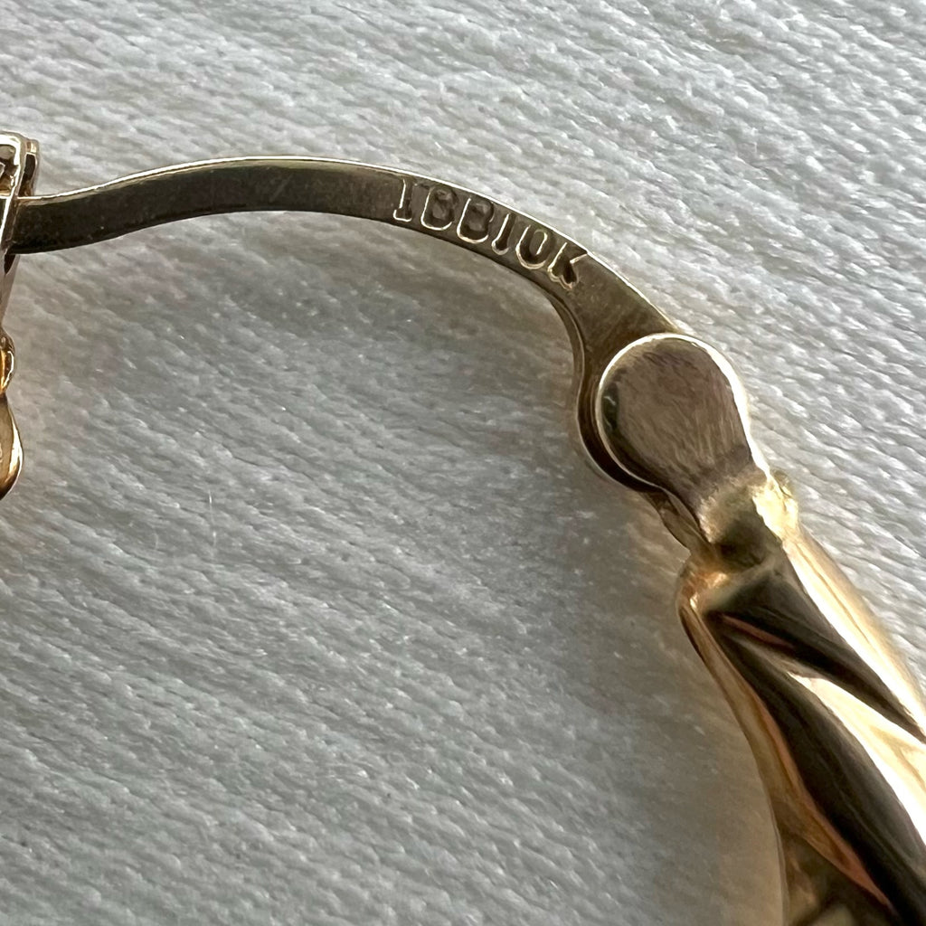 10K Gold Textured Hoop Earrings - Latch Back Lightweight Hoops