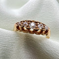 18K Antique Diamond Ring - 5 Graduated Old Cut Diamonds