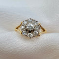 18K Gold Diamond Floral Cluster Ring - 0.77 cttw Natural Diamond Vintage Engagement Ring