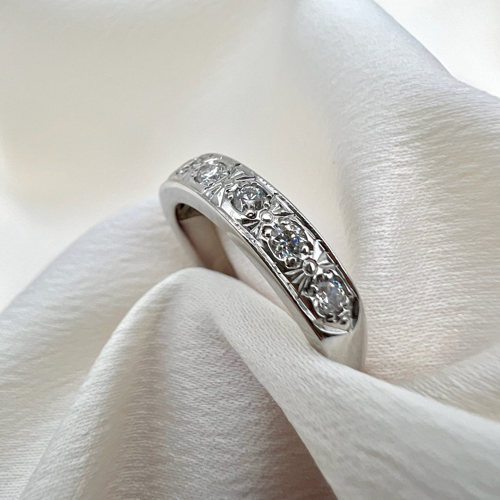 18K White Gold Diamond Band - 0.35 cttw Natural Diamond Size 6.5