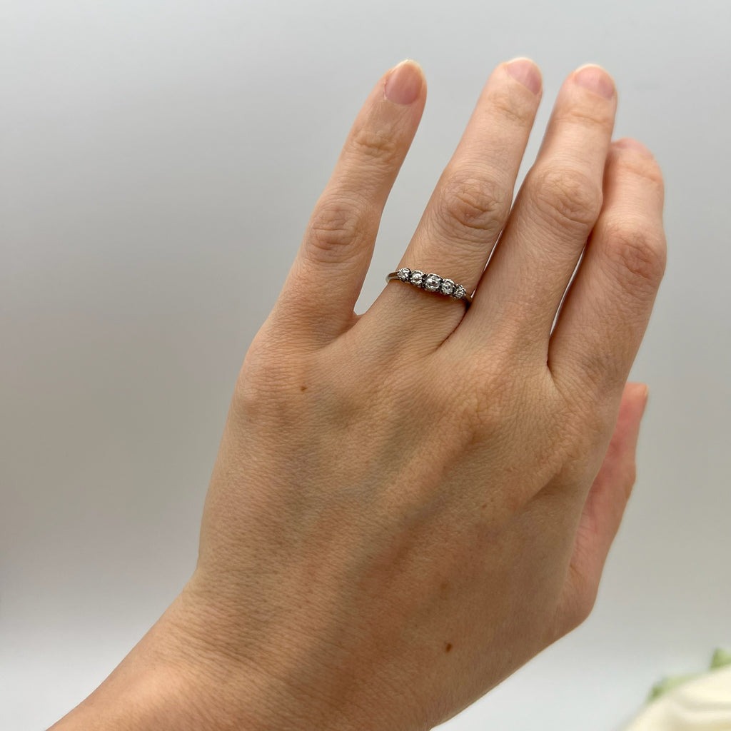 Antique 18K and Silver Old Cut Diamond Ring - Victorian Diamond Ring