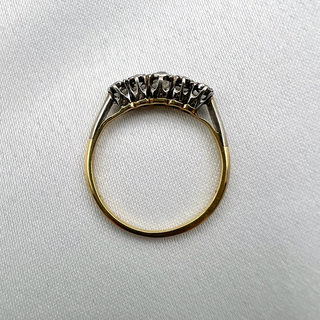 Antique 18K and Silver Old Cut Diamond Ring - Victorian Diamond Ring