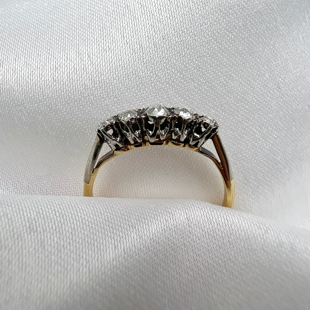 Antique 18K and Silver Old Cut Diamond Ring - Victorian Diamond Ring