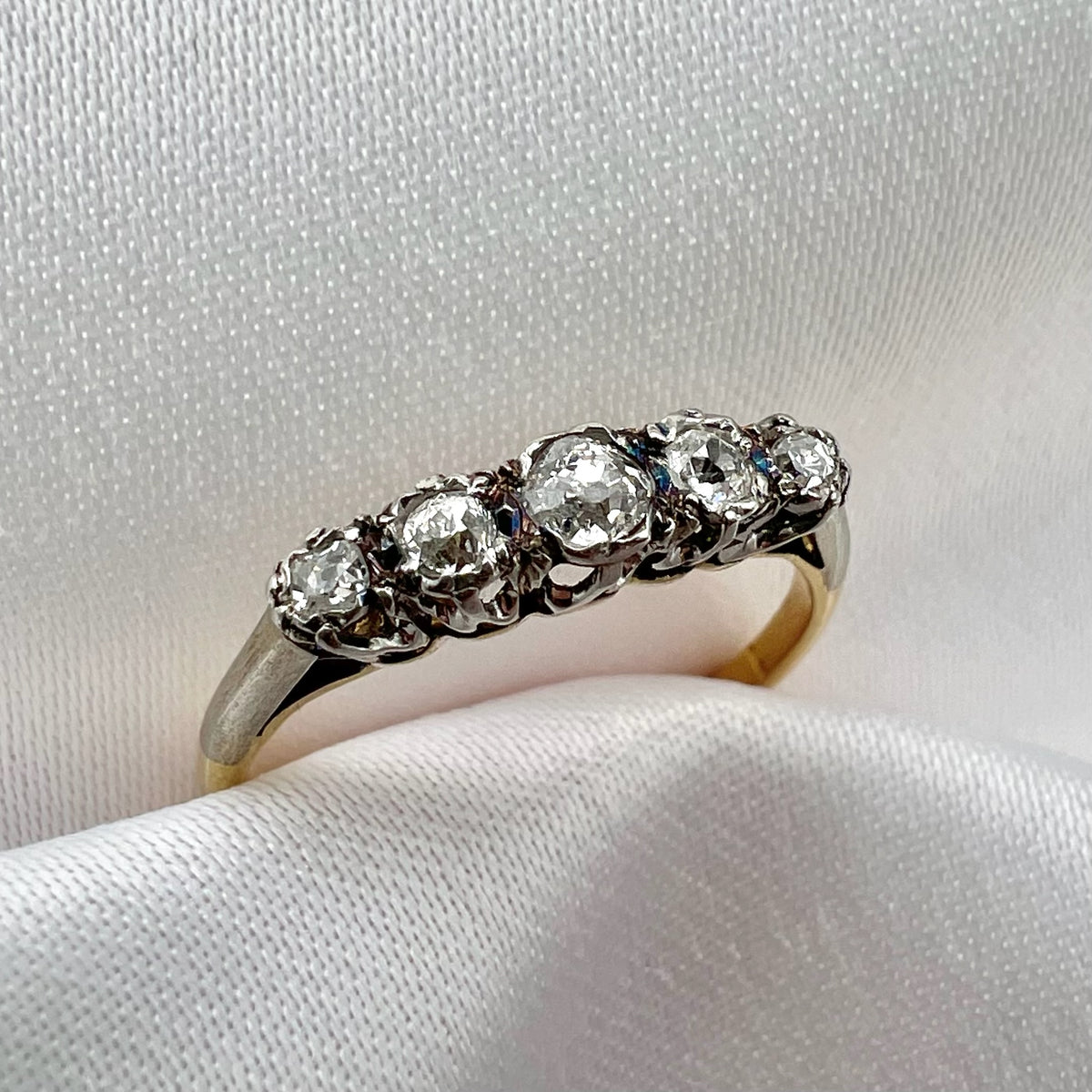 Antique 18K and Silver Old Cut Diamond Ring - Victorian Diamond Ring