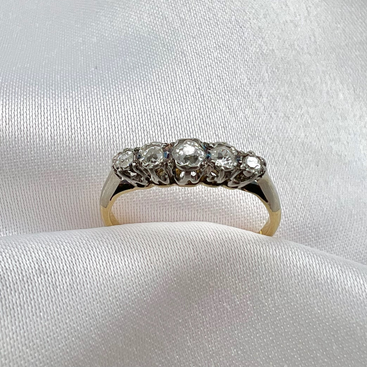 Antique 18K and Silver Old Cut Diamond Ring - Victorian Diamond Ring
