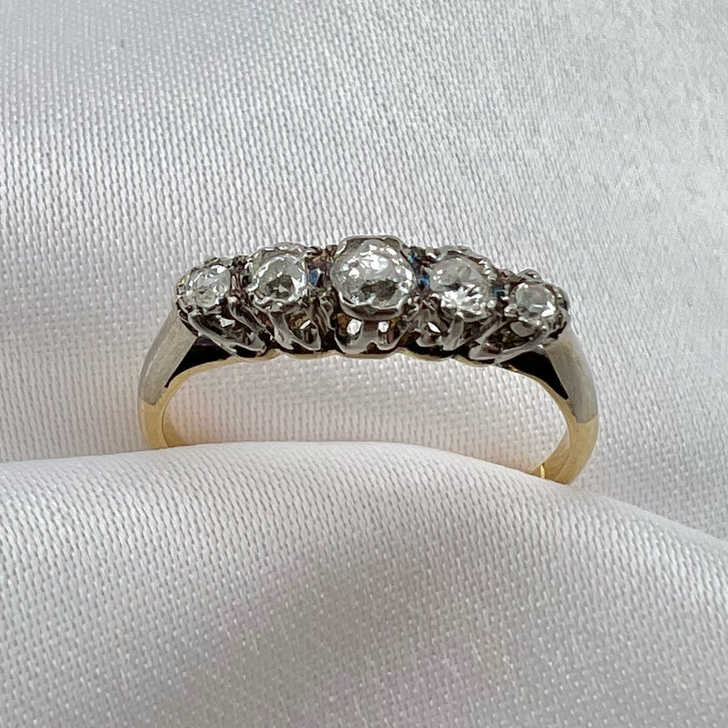 Antique 18K and Silver Old Cut Diamond Ring - Victorian Diamond Ring