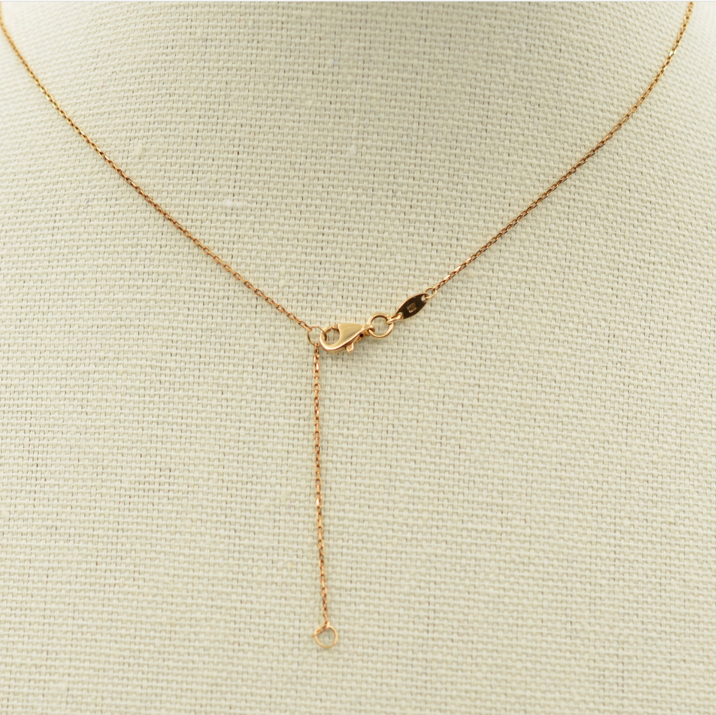 9K Gold Smoky Quartz Gemstone Drop Necklace - Adjustable 16 or 18 inch